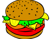 Disegno Hamburger completo  pitturato su CARLOTTA 07