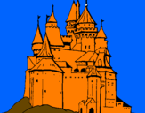 Disegno Castello medievale  pitturato su marco dumbo
