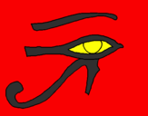 Disegno Occhio di Horus  pitturato su adrea bergamo