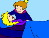Disegno La principessa addormentata e il principe  pitturato su Lucrezia