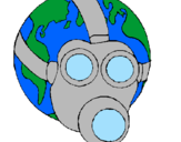 Disegno Terra con maschera anti-gas  pitturato su terra