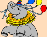 Disegno Elefante con 3 palloncini  pitturato su seby