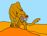 Disegno Tigre con affilati canini  pitturato su chiara