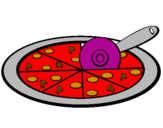 Disegno Pizza pitturato su rosapia