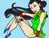 Disegno Principessa ninja  pitturato su Lucrezia