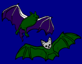 Disegno Un paio di pipistrelli  pitturato su sara mantova