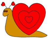 Disegno Lumachina cuore  pitturato su ivan