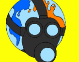 Disegno Terra con maschera anti-gas  pitturato su  emma  