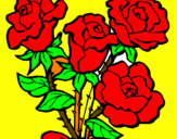 Disegno Mazzo di rose  pitturato su rose  rosse