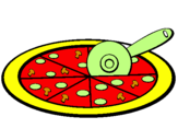 Disegno Pizza pitturato su giancarlo
