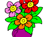 Disegno Vaso di fiori  pitturato su Rosa 2005