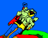 Disegno Astronauta nello spazio  pitturato su t