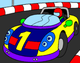 Disegno Auto da corsa pitturato su TESSA
