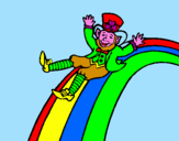 Disegno Folletto nell'arcobaleno  pitturato su analhy