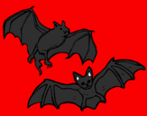 Disegno Un paio di pipistrelli  pitturato su tirannosauro