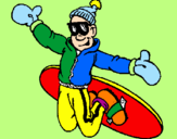 Disegno Salto con lo snowboard pitturato su Andrea