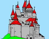 Disegno Castello medievale  pitturato su igna
