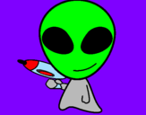 Disegno Alieno II pitturato su Mirko