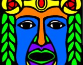 Disegno Maschera Maya pitturato su matteo