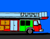 Disegno Camion dei pompieri con la scala pitturato su lo
