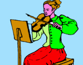 Disegno Dama violinista  pitturato su licia5