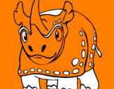Disegno Rinoceronte  pitturato su ALEX