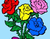 Disegno Mazzo di rose  pitturato su claudia