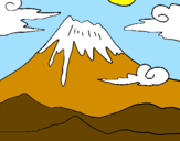Disegno Monte Fuji pitturato su mattia