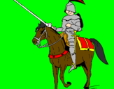 Disegno Cavallerizzo a cavallo  pitturato su ricki