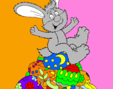 Disegno Coniglio di Pasqua pitturato su claudio