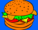 Disegno Hamburger completo  pitturato su luigi