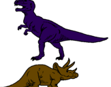 Disegno Triceratops e Tyrannosaurus Rex pitturato su edoardo