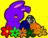 Disegno Coniglietto di Pasqua  pitturato su giada