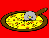 Disegno Pizza pitturato su silvia