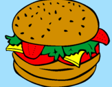 Disegno Hamburger completo  pitturato su irene