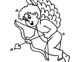 Disegno Cupido con grandi ali  pitturato su toni