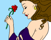 Disegno Principessa con una rosa pitturato su giulia