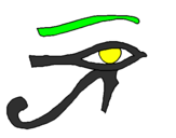 Disegno Occhio di Horus  pitturato su riccardio