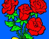 Disegno Mazzo di rose  pitturato su emma