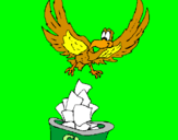 Disegno Aquila riciclatrice  pitturato su federico