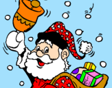 Disegno Babbo Natale con la sua campana  pitturato su agata