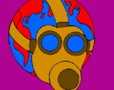 Disegno Terra con maschera anti-gas  pitturato su gd