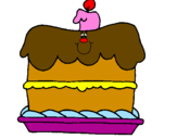 Disegno Torta di compleanno  pitturato su AURORA