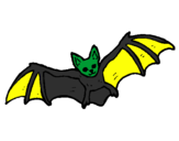 Disegno Pipistrello in volo  pitturato su manuel
