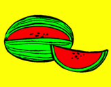 Disegno Melone  pitturato su meca
