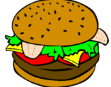 Disegno Hamburger completo  pitturato su marty