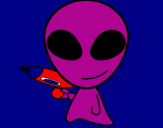 Disegno Alieno II pitturato su Andrea