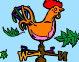 Disegno Banderuole e gallo  pitturato su cristel