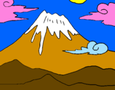 Disegno Monte Fuji pitturato su chicco