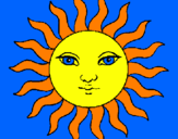 Disegno Sole  pitturato su fain soare